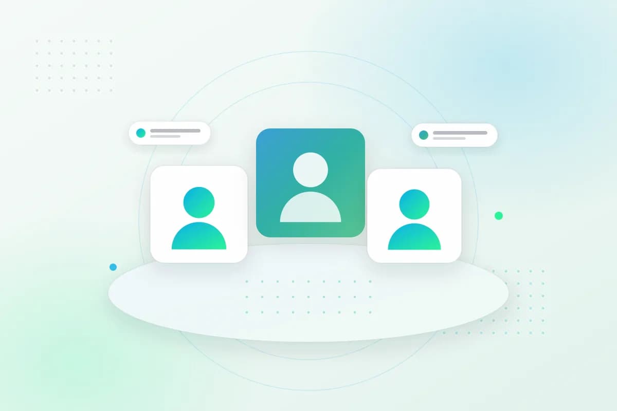 Illustration of the Tech After Me team collaborating around screens of Odoo dashboards